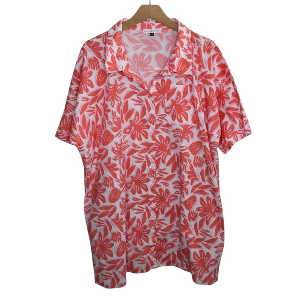 Michelle McDowell | Pink & Coral Tropical Floral Print Dani Shift Dress Size XL